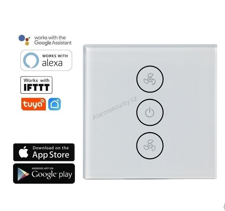 WiFi dotykový regulátor otáček pro ventilátory - TUYA, Android/iOS, IFTTT