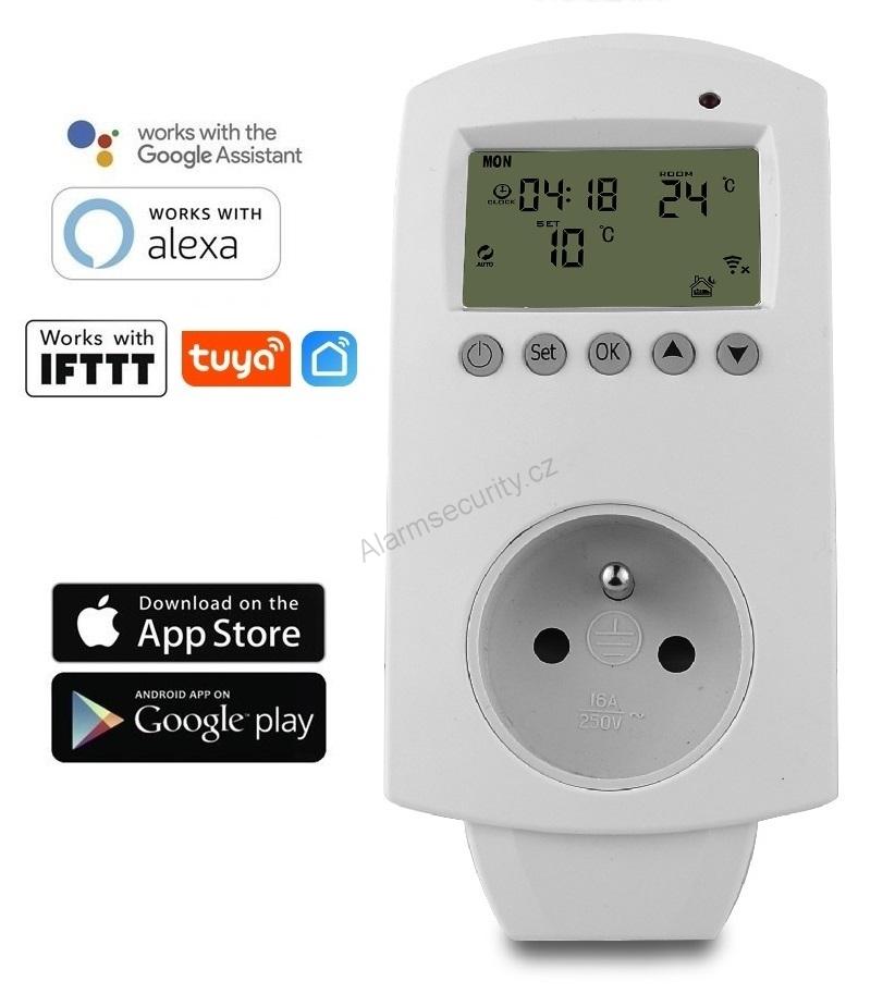 WiFi chytrý termostat se zásuvkou, 16A - TUYA, Android/iOS, IFTTT