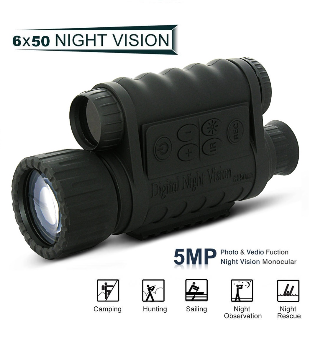 BESTGUARDER  6x50 mm, 5Mpx HD digitální monokulár nočního vidění