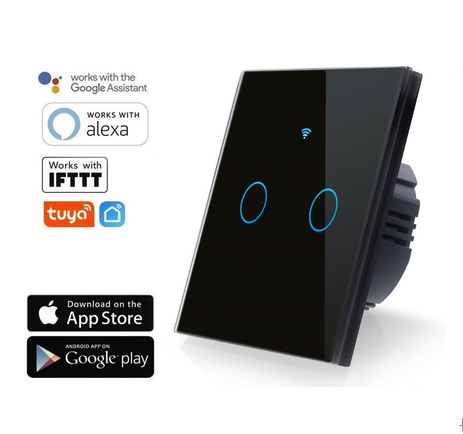 WiFi Smart vypínač světel,dvoutlačítkový - TUYA, Android/iOS, IFTTT