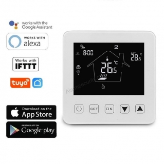 WiFi chytrý termostat s týdenním programem, 16A, bílý - TUYA, Android/iOS,IFTTT