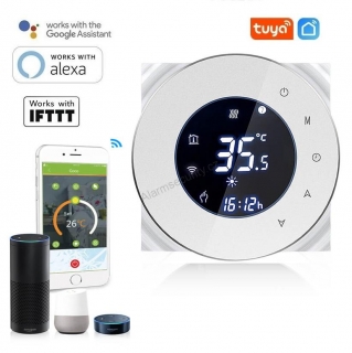 WiFi Smart dotykový pokojový termostat, 16A, bílý - TUYA, Android/iOS, IFTTT